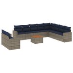 vidaXL Salon de jardin 11 Pièces avec coussins gris résine tressée