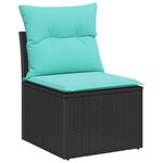vidaXL Canapé de jardin 6 pièces avec coussins en poly rotin noir