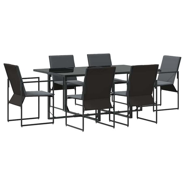 vidaXL Ensemble de salle à manger pour jardin 7 Pièces Noir Acier
