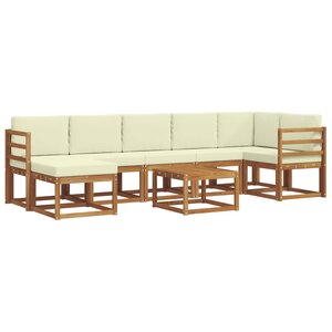 vidaXL Ensemble de canapés d'extérieur 8 Pièces Naturel et Crème
