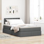 vidaXL Lit avec rangement et LED Gris foncé 120 x 190 cm tissu