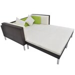 vidaXL Salon de jardin 4 Pièces avec coussins Résine tressée Marron