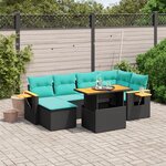 vidaXL Salon de jardin 7 Pièces avec coussins noir résine tressée