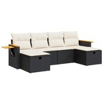 vidaXL Salon de jardin 6 Pièces avec coussins noir résine tressée