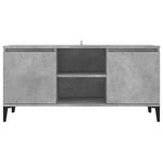vidaXL Meuble TV avec pieds en métal Gris béton 103 5x35x50 cm