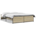 vidaXL Cadre de lit chêne sonoma 140x200 cm bois d'ingénierie et métal