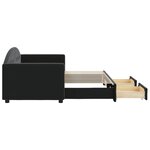 vidaXL Lit de jour avec gigogne et tiroirs sans matelas noir 80x200 cm