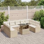 vidaXL Ensemble de canapé de jardin 10 Pièces Beige Poly rotin