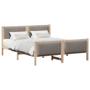 vidaXL Cadre de lit Marron et taupe 160 x 200 cm Bois massif en pin