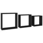 vidaXL Étagères murales sous forme de cube 3 Pièces Noir MDF
