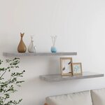 vidaXL Étagères murales flottantes 2 Pièces gris béton 80x23 5x3 8 cm MDF