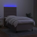 vidaXL Sommier à lattes de lit et matelas et LED Taupe 90x200 cm Tissu