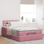 vidaXL Cadre de lit ottoman avec matelas rose 120x200 cm velours