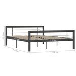 vidaXL Cadre de lit sans matelas gris et blanc métal 160x200 cm