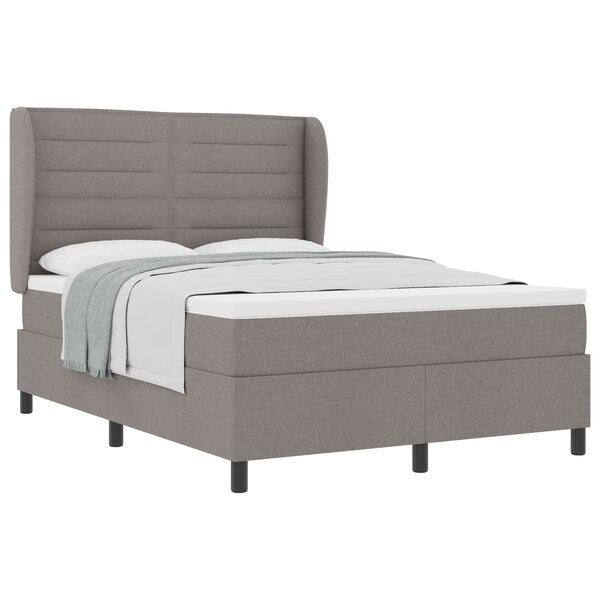 Lit à ressort vidaXL avec matelas Taupe 160x200 cm en tissu