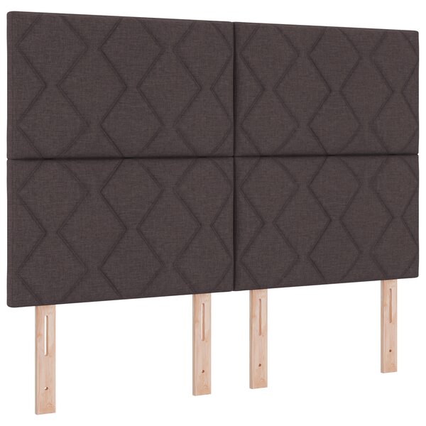vidaXL Lit à ressorts avec matelas et LED marron foncé  140 x 200 cm  tissu