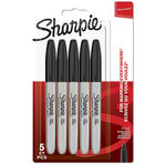 SHARPIE - 5 marqueurs permanents - Noir - Pointe Fine - sous blister