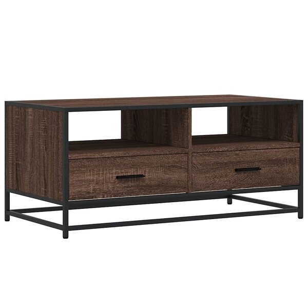 vidaXL Table basse chêne marron 100x50x45cm bois d'ingénierie et métal