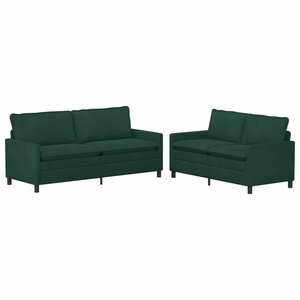 vidaXL Ensemble de Canapés 2 pc Vert foncé Velours