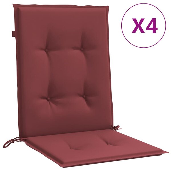 vidaXL Coussins de chaise dossier bas lot de 4 rouge bordeaux mélangé