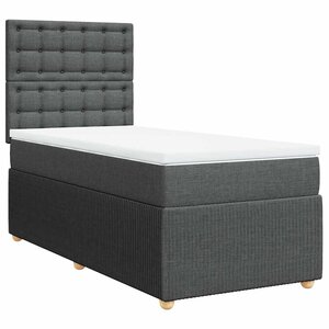 vidaXL Sommier à lattes de lit avec matelas Gris foncé 100x200cm Tissu