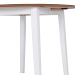 vidaXL Table à manger ronde à abattant MDF blanc