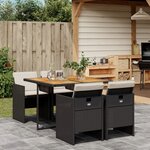 vidaXL Ensemble à manger de jardin coussins 5Pièces Noir Résine tressée