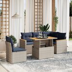 vidaXL Salon de jardin 6 Pièces avec coussins gris résine tressée