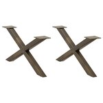 vidaXL Pieds de table basse en forme de X  2 pièces  acier naturel  70 x (30-31) cm