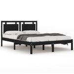 vidaXL Cadre de lit sans matelas noir 200x200 cm bois massif