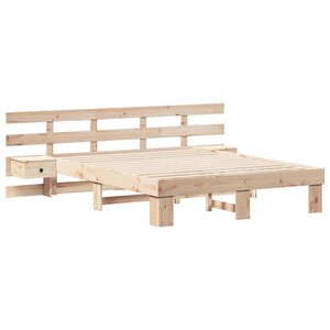 vidaXL Cadre de lit avec tiroir Marron 160 x 200 cm Bois massif en pin