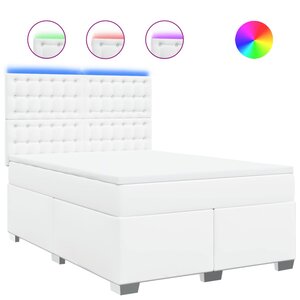 vidaXL Sommier à lattes de lit avec matelas Blanc 140x190cm Similicuir