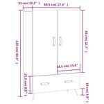 vidaXL Buffet haut chêne fumé 69 5x31x115 cm bois d'ingénierie