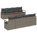 vidaXL Ensemble de Canapés de Jardin de 9 Pièces avec Coussins Gris Rattan Poly Acacia