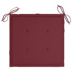 vidaXL Chaises de jardin lot de 2 coussins rouge bordeaux Teck massif