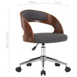 vidaXL Chaise pivotante à manger Gris Bois courbé et tissu