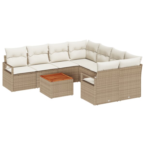 vidaXL Ensemble de Canapé de Jardin 9 Pièces Beige  blanc Grand