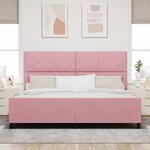 vidaXL Cadre de lit avec tête de lit Rose 200 x 200 cm Velours