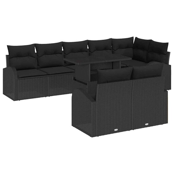 vidaXL Ensemble de canapé de jardin 9 Pièces Noir 100 x 55 x 73 cm