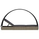 vidaXL Chaise longue avec toit rond gris 211x57x140 cm résine tressée