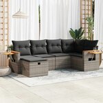 vidaXL Salon de jardin 6 Pièces avec coussins gris résine tressée