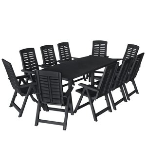 vidaXL Ensemble à manger d'extérieur 11 Pièces Plastique Anthracite