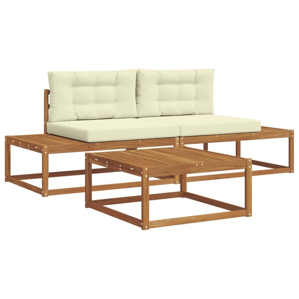 vidaXL Ensemble de canapés d'extérieur avec coussin Naturel et Crème