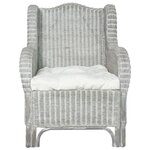vidaXL Canapé avec coussin Gris Rotin naturel et lin