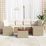 vidaXL Ensemble de canapé de jardin 7 Pièces Beige  blanc