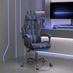 vidaXL Chaise de jeu avec repose-pied Noir et bleu Similicuir