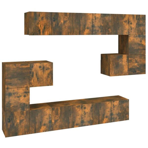 vidaXL Ensemble de meubles TV 10 Pièces Chêne fumé Bois d'ingénierie