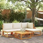 vidaXL Canapé de jardin sans accoudoirs avec coussins en bois d'acacia et rotin