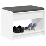 vidaXL Banc d'entrée Blanc 63 x 38 x 45 cm Bois Ingénierie et Tissu
