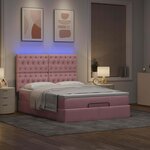 VidaXL Cadre de lit ottoman avec matelas rose 140x200 cm velours